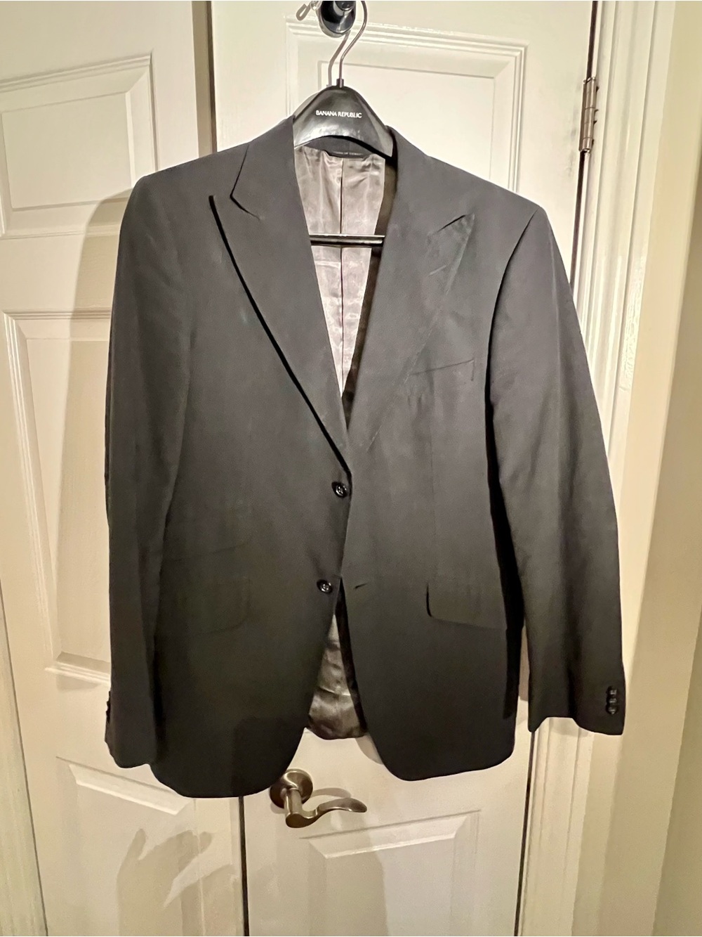 Banana Republic Men's Black Single-Breasted Two-Button Blazer